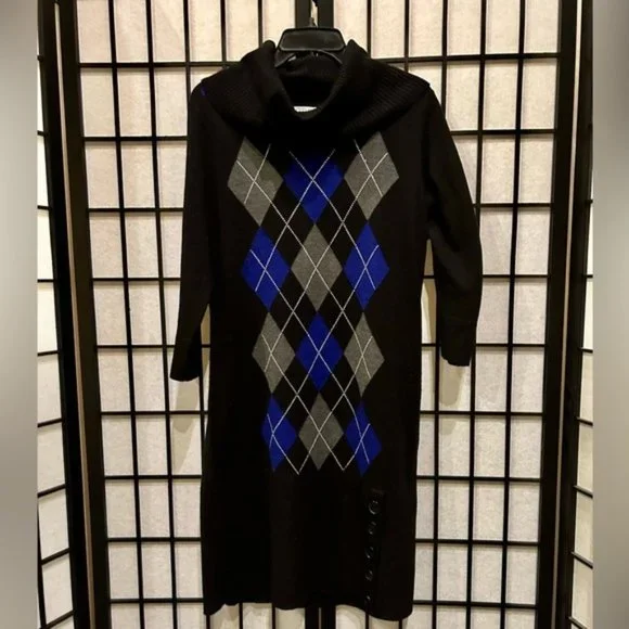 Argyle Sweater Dress | Color: Black/Blue | Size: L | Pm-40309238's Closet Argyle Sweater Dress | Color: Black/Blue | Size: L | Pm-40309238's Closet